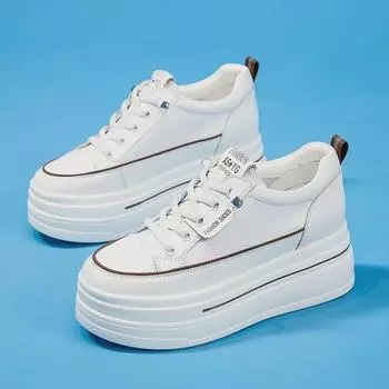 Женские белые сетчатые кожаные кроссовки на платформе - высота 8 см, коллекция Лето 2024 mesh, 38 серый/белый