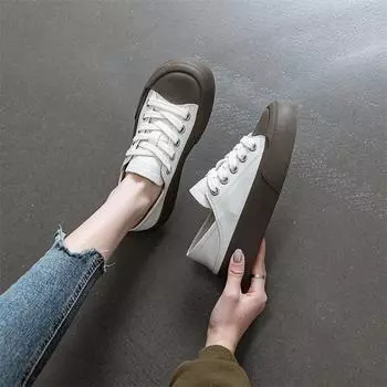 Женские белые туфли CCVV из коровьей кожи с круглым носком на плоской подошве – весенний повседневный и универсальный студенческий тренд Size 36