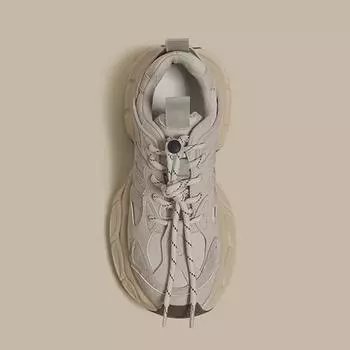 Женские белые туфли Dad на толстой подошве 2023 года: Кроссовки в стиле Гонконга, визуально увеличивающие рост, повседневные осенние абрикосовый