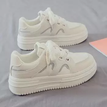 «Женские белые туфли Dad Shoes на толстой подошве, весна 2025 г. — дышащие, увеличивающие рост, универсальные кроссовки для весны и осени» 36 бежевый/розовый