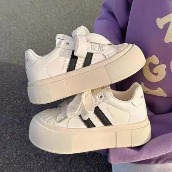 Женские белые туфли fufu Milk 2024, весна-лето, новые студенческие туфли на платформе, универсальные повседневные туфли 35 бежевый