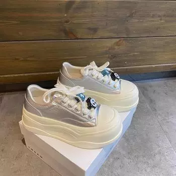 Женские белые туфли Gu Yunshu на толстой подошве, весна 2025, новые модные и удобные, универсальные, с большим ростом, повседневные туфли для серфинга 35