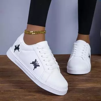 Женские белые туфли из кожи бабочки, высокие модные кроссовки, женская обувь, повседневная мягкая дышащая обувь 35 белый