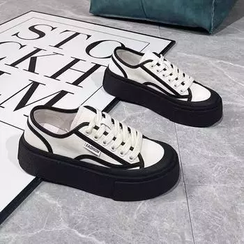 Женские белые туфли из пшеничной секции, новые весенние туфли-лодочки на платформе с круглым носком, увеличивающие рост, повседневная модная женская обувь с низким берцем 35