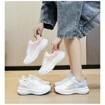 Женские белые туфли, легкие кроссовки с толстой подошвой, модные дышащие кроссовки Tide для женщин 36 белый