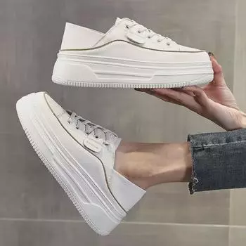 Женские белые туфли на плоской подошве из натуральной кожи, выпуск 2025 г. – дышащие, универсальные, с толстой подошвой 37 белый