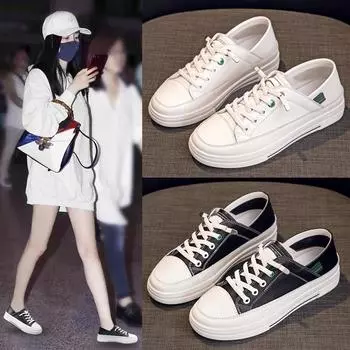 «Женские белые туфли на плоской подошве из натуральной кожи 2025 года: Универсальный повседневный стиль весна-осень. 37 чёрный