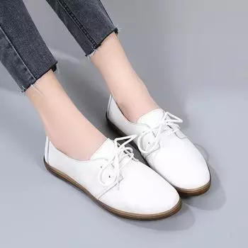 Женские белые туфли на плоской подошве, мокасины для вождения, повседневные черные туфли для ходьбы в стиле минимализма для мам, большой размер 35 чёрный