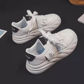 Женские белые туфли на толстой подошве, новые универсальные нескользящие кроссовки, увеличивающие рост, женские спортивные легкие женские туфли 35