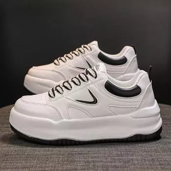 Женские белые туфли на толстой подошве, увеличивающие рост, универсальные спортивные повседневные туфли для доски, новая весенняя мода 35 чёрный