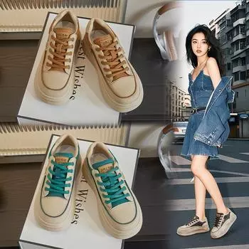 Женские белые туфли на толстой подошве, увеличивающие рост, для поездок на работу, повседневная обувь в стиле ретро, спортивная обувь 34 чёрный