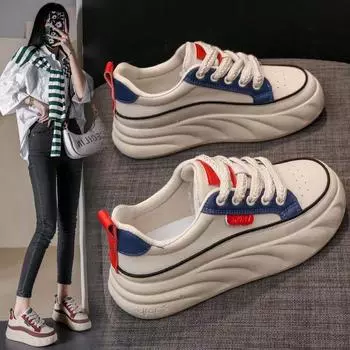 Женские белые туфли, новинка весны и осени, новые туфли для увеличения роста, универсальная спортивная повседневная женская обувь на платформе 35