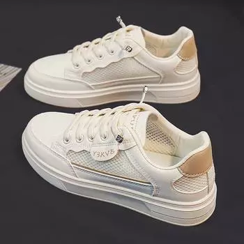 Женские белые туфли, новые летние сетчатые туфли, женские дышащие универсальные туфли с толстой подошвой, увеличенные удобные туфли для доски Tide 35