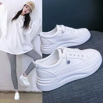 Женские белые туфли Новые сетчатые туфли Универсальные повседневные кроссовки Muffin на толстой подошве Дышащие летние спортивные сетчатые туфли 35