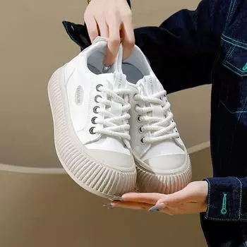 Женские белые туфли, новые весенние студенческие универсальные повседневные туфли Instagram, модные кроссовки на платформе 35