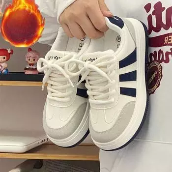 Женские белые туфли осенние толстые нижние ниши дизайн повседневные кроссовки с круглым носком Bread Shoes 35