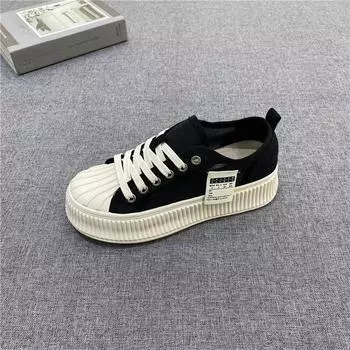 Женские белые туфли с юбкой на плоской подошве, весенне-летние дышащие спортивные туфли с сетчатой стелькой, увеличивающие рост 35 чёрный