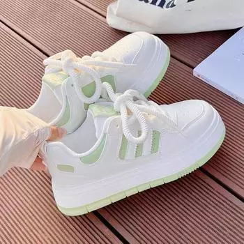 Женские белые туфли с юбкой, новые осенние туфли, универсальные туфли для скейтбординга с большим носком и толстой подошвой для женщин 35 зелёный