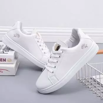 Женские белые туфли с вышивкой роз женские кроссовки дышащие женские повседневные туфли модные женские туфли на шнуровке Zapatillas De Mujer 35