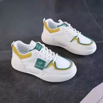 Женские белые туфли, весенние новые весенние туфли меньшинств на толстой подошве, универсальные весенне-осенние спортивные туфли для отдыха с мягкой подошвой 35