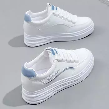 Женские белые туфли. Женские кроссовки из искусственной кожи. Спортивная обувь на плоской подошве. 34 синий