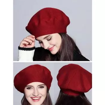 Женские береты, модные однотонные шерстяные вязаные береты с женской шапочкой французского художника, теплая шапка на осень и зиму