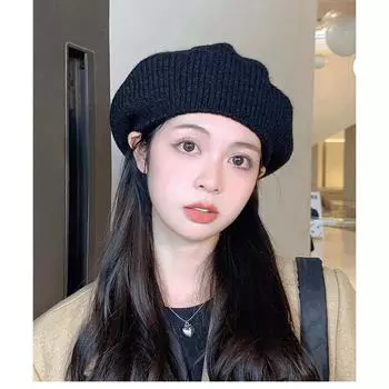 Женские береты, модные однотонные шерстяные вязаные береты с женской французской дизайнерской шапкой-бини, теплая шапка на осень и зиму