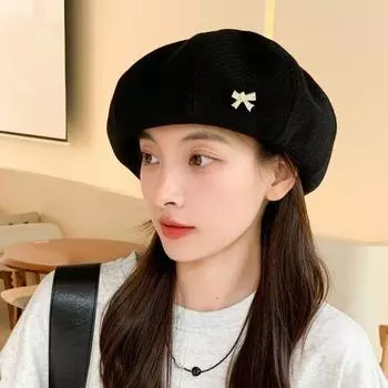 Женские береты в стиле французского художника, теплая зимняя шапка-бини, однотонная, элегантная, женская, подходящая кепка художника, женский берет One Size