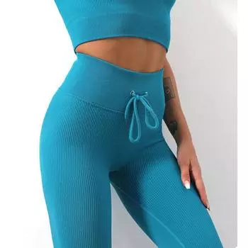 Женские бесшовные брюки для йоги с высокой талией, однотонные бандажные спортивные штаны для спортзала, эластичные спортивные леггинсы для фитнеса, брюки