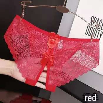 Женские бесшовные дышащие трусы-брифы Yan Beiwei с бантом — открытая промежность, симпатичный новый стиль L