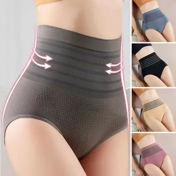 Женские бесшовные хлопковые трусики с подъемом бедер, трусы с высокой талией и контролем живота, мягкие тонкие корректирующие трусы L