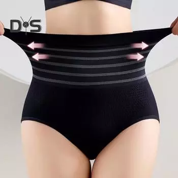 Женские бесшовные хлопковые трусики с подъемом бедер, трусы с высокой талией и контролем живота, мягкие тонкие корректирующие трусы L бежевый