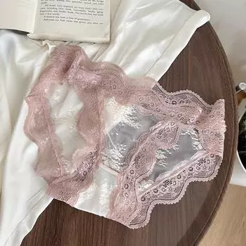 «Женские бесшовные кружевные трусики с заниженной талией в японском стиле — Pure Desire Style, тонкие летние трусики» One Size