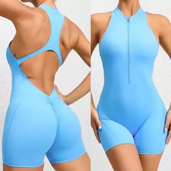 Женские бесшовные облегающие спортивные штаны для йоги с молнией персикового цвета, цельный быстросохнущий плиссированный фитнес-комбинезон XL белый