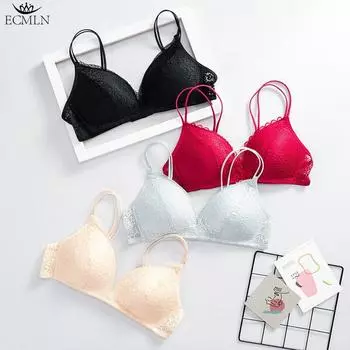 Женские бесшовные сексуальные кружевные бюстгальтеры Wireless Push Up Soft Undearwear Bralette Lingerie 32 белый