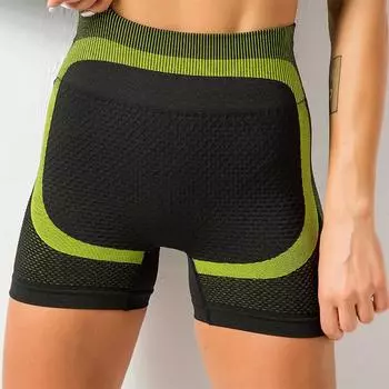 Женские бесшовные шорты с высокой талией, короткие спортивные шорты для тренировок в тренажерном зале, фитнеса, йоги S темно-зеленого