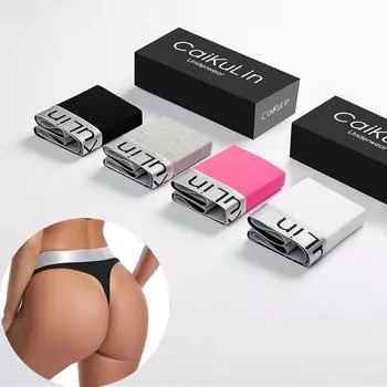 Женские бесшовные стринги сексуальные с низкой талией и широким поясом бикини трусы L-3XL женское нижнее белье L чёрный