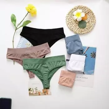 Женские бесшовные стринги, сексуальные трусики с низкой талией, женские однотонные стринги, удобное интимное нижнее белье, дышащие трусы M чёрный