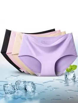 Женские бесшовные трусики Ice Silk со средней посадкой - сексуальные, большой размер в наличии M