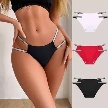 Женские бесшовные трусики из ледяного шелка FINETOO, сексуальное удобное нижнее белье со средней талией, размер S-XL S белый