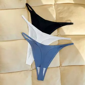 Женские бесшовные трусики из ледяного шелка, крошечные трусики-стринги, легкие трусики-бикини для фитнеса, танга, плавки, V-образные стринги, нижнее белье с Т-образной спинкой для женщин L фиолетовый