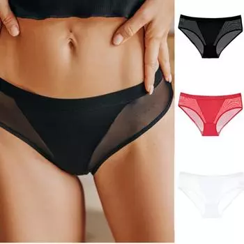 Женские бесшовные трусики сексуальное тюль интимное белье женские однотонные трусы нижнее белье M белый