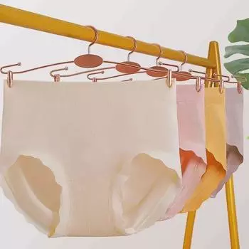 Женские бесшовные трусы из бамбукового волокна с высокой талией и хлопковой вставкой в шагу — дышащие, сексуальные One Size (Recommended for 80-130 Jin) серый/фиолетовый