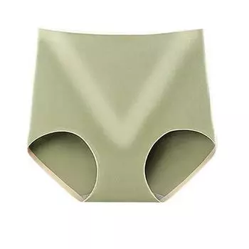 «Женские бесшовные трусы из чистого хлопка с высокой талией и графеном — подтяжка бедер и простой модный дизайн» M (80-100 pounds)