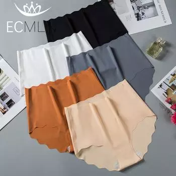 Женские бесшовные трусы из шелка больших размеров, нижнее белье с высокой талией для женщин M белый