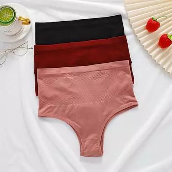 Женские бесшовные трусы с высокой талией со средней талией и высокой талией, эластичные трусы S