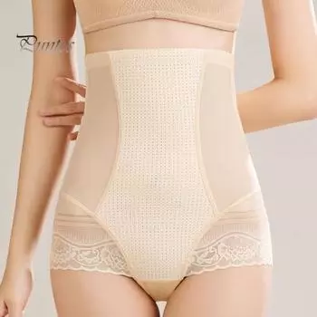 Женские бесшовные утягивающие трусики с высокой талией, утягивающее белье, кружевные утягивающие трусики под платье, короткие M серый