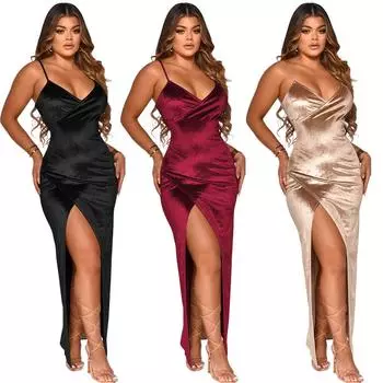 Женские без рукавов подтяжки с разрезом невесты подружки невесты свадебные длинные платья вечерние макси бальные платья S чёрный