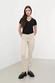 Женские бежевые джинсы из лайкры испанских штанин