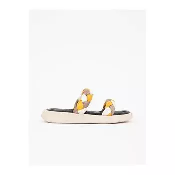 Женские бежевые кожаные вязаные тапочки Mill Комфортный повседневный качественный стиль Легкие сандалии